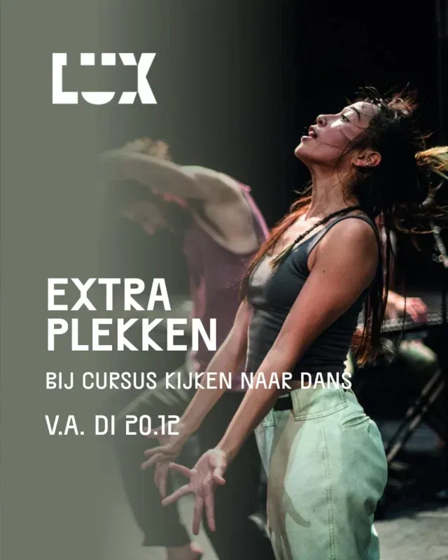 Extra plekken vrij 🩰

Op dinsdag 20 januari start de cursus Kijken naar Dans. Door de verhuizing naar een grotere zaal zijn er extra plekken beschikbaar.

In drie avonden leer je onder begeleiding van Ari Tazelaar meer zien in hedendaagse dans.

De cursus is inclusief bezoek aan:

• Further, Faster, More – vr 20 februari
• Shake Shake Shake – za 21 maart

✨ Meld je aan en kijk met nieuwe ogen

#luxnijmegen #podium2025 #dans #cursus