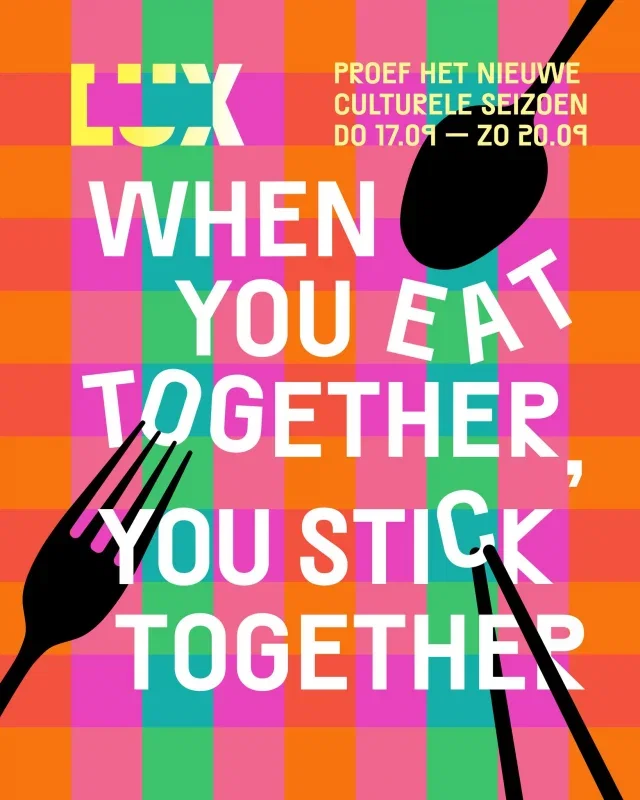 Heel leuk nieuws! 

Van 17 t/m 20 september opent LUX het nieuwe culturele seizoen met een weekend rond het thema: When You Eat Together, You Stick Together. Een weekend waarin verschillende generaties en culturen samenkomen rond iets wat ons allemaal verbindt: eten.

Als voorproefje zijn we benieuwd naar jouw verhaal. Welk gerecht doet jou denken aan thuis? Misschien is het een familierecept, een gerecht dat je terugbrengt naar vroeger of juist iets dat je thuis met anderen eet.

💬 Deel je gerecht, recept, foto of verhaal in de reacties onder de post van LUX of stuur het via DM naar LUX.

Een selectie van de inzendingen wordt gedeeld op de socials van LUX. Onder de deelnemers worden ook vrijkaarten voor Lacuna Kitchen verloot, een bijzondere theaterervaring tijdens het openingsweekend waarbij samen eten onderdeel is van de voorstelling.

👉 Bekijk alvast het programma via de link in onze bio!